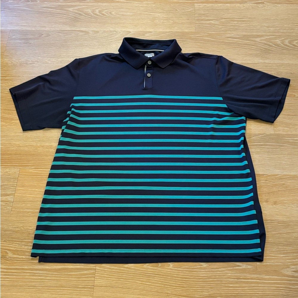 Men’s Ashworth Blue with Aqua Stripes Polo Size XL